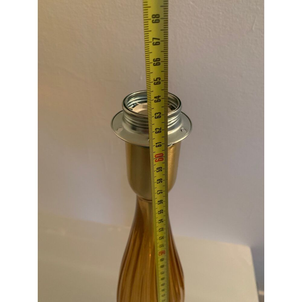 Amber and gold murano glass table lamps with bouclé lampshde