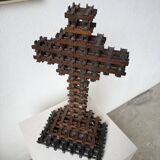 Crucifix sculpture Tramp Art 1900
