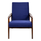 Czech armchair attributed to Jiri Jiroutek in dark blue fabric, 1970s