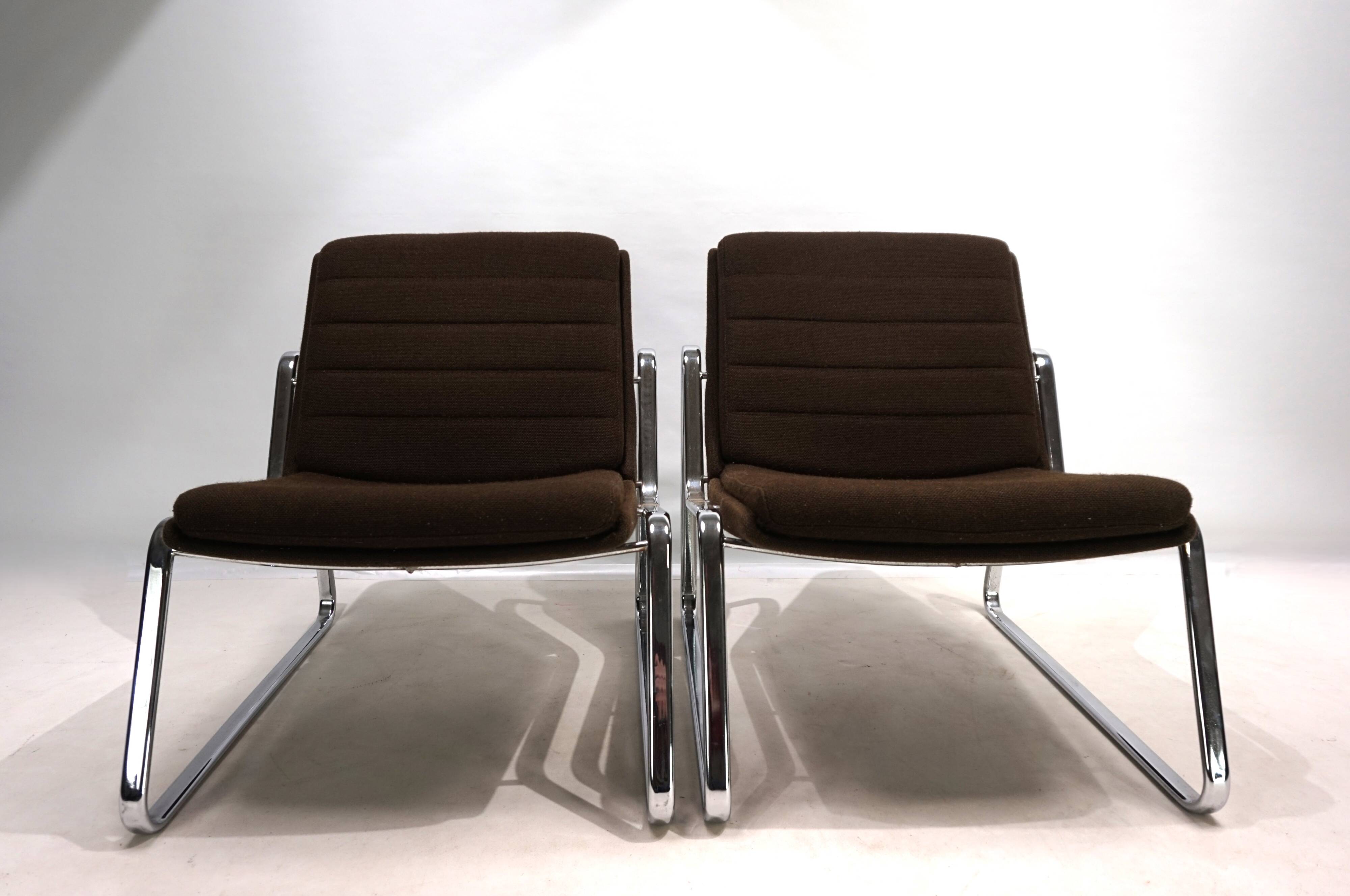 Set of two Drabert chrome lounge chairs by Gerd Lange, 1970