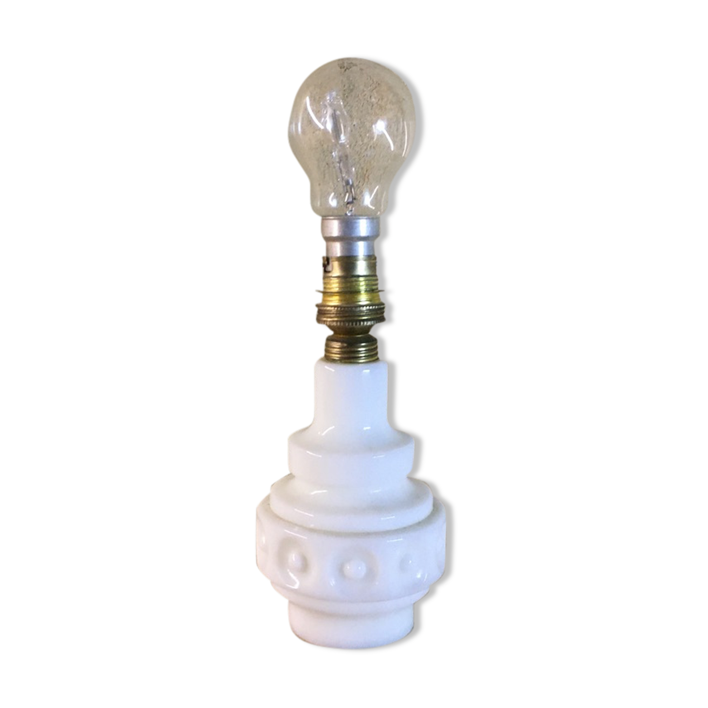 Pied de lampe de chevet en opaline blanc