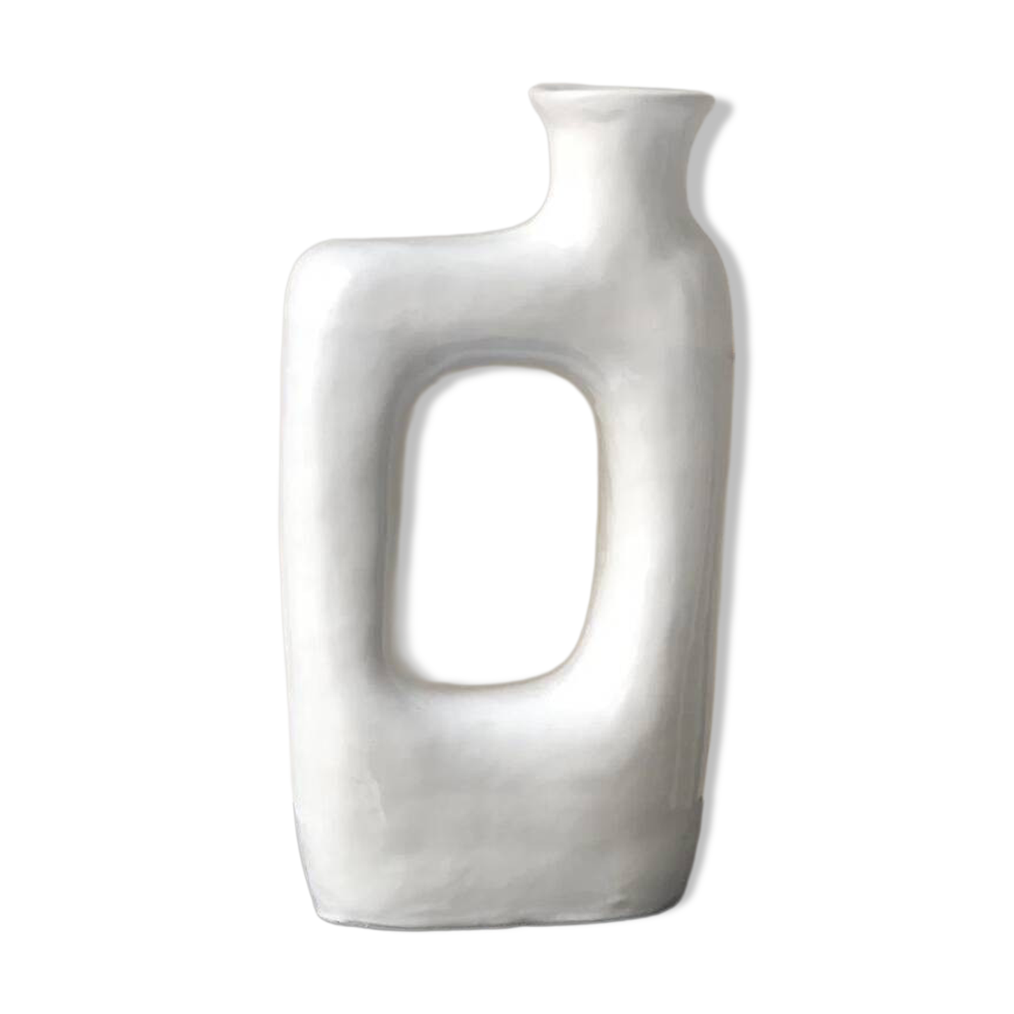 White ceramic heart vase