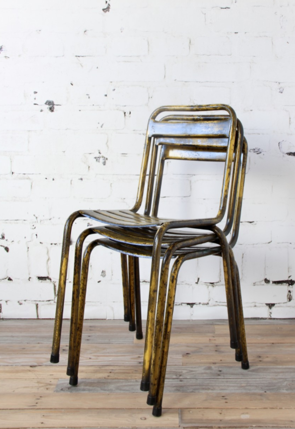 Yellow metal bistro chair