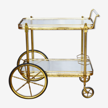 Brass trolley with wheels 60's bottle holder