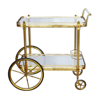 Brass trolley with wheels 60's bottle holder