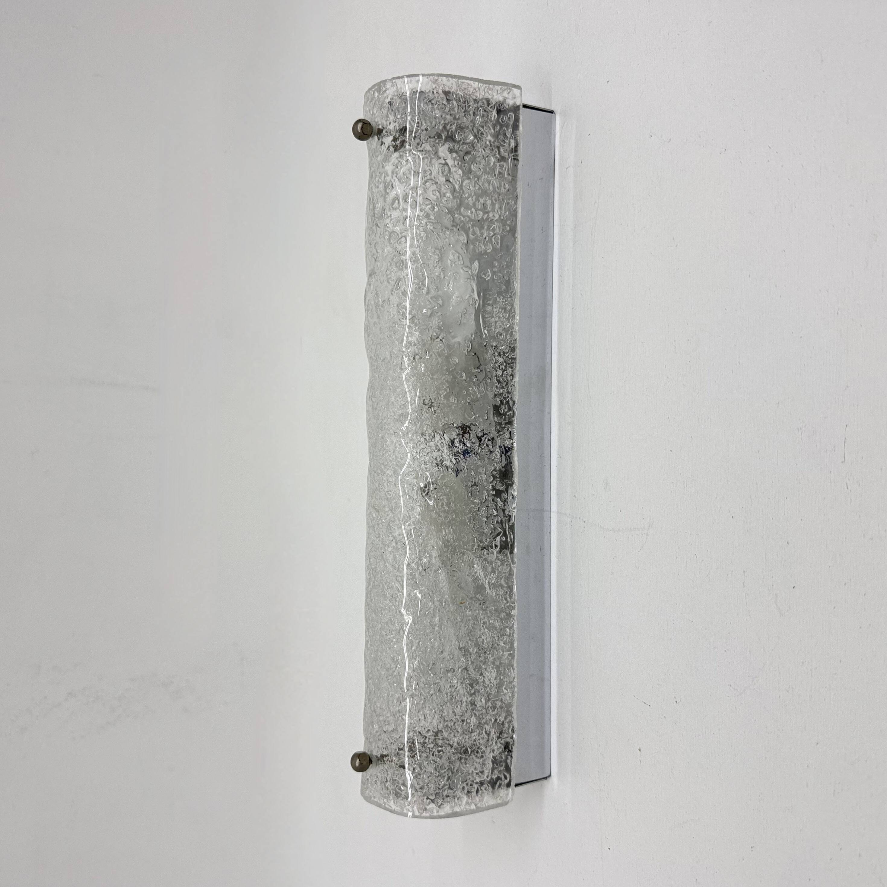 Applique murale en verre glacé vintage, années 1970