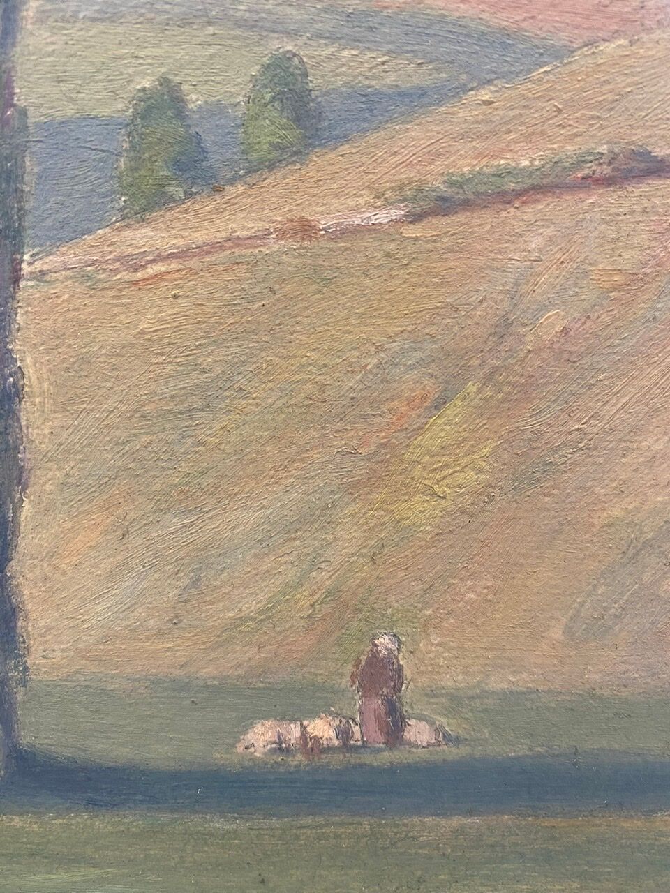 Tableau ancien, paysage Monts du Lyonnais daté 1948 et signé