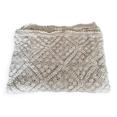Grand dessus de lit vintage au crochet fait main