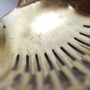 Puiforcat, sugar spoon, solid silver, Russian-style handle, vermeil.