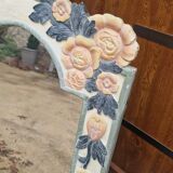 Shabby chic mirror with carved wooden flowers