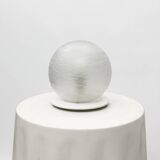 Pair of white murano sphere table lamps 1970s glass lights italian vintage