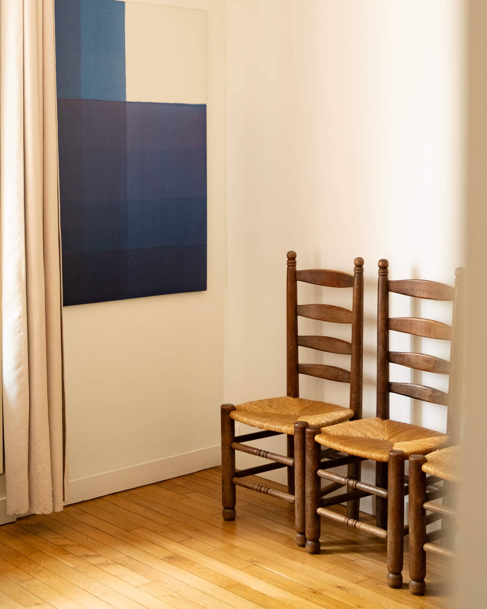 Brutalist straw chairs - Dlg Charles Dudouyt, early 20th century