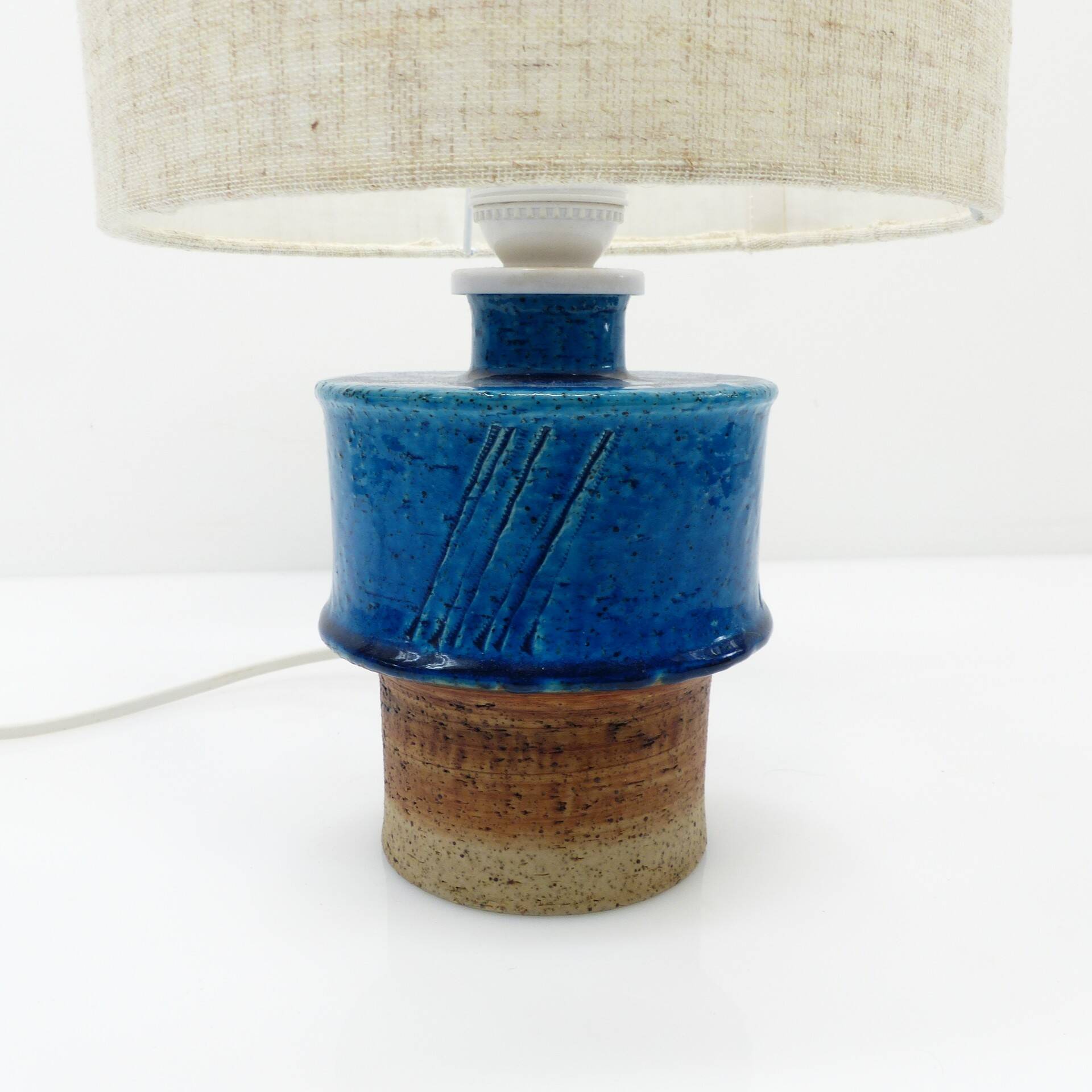 Lampe de table en grès bleu par Inger Persson pour Rörstrand, Suède, années