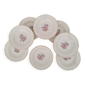 Assiettes Creuses Potage Pâtes Salade Porcelaine Opaque Gien Vintage