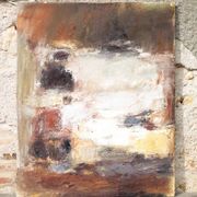 Oil on canvas signed Monique Humbert, abstract composition, wall painting, interior decoration.