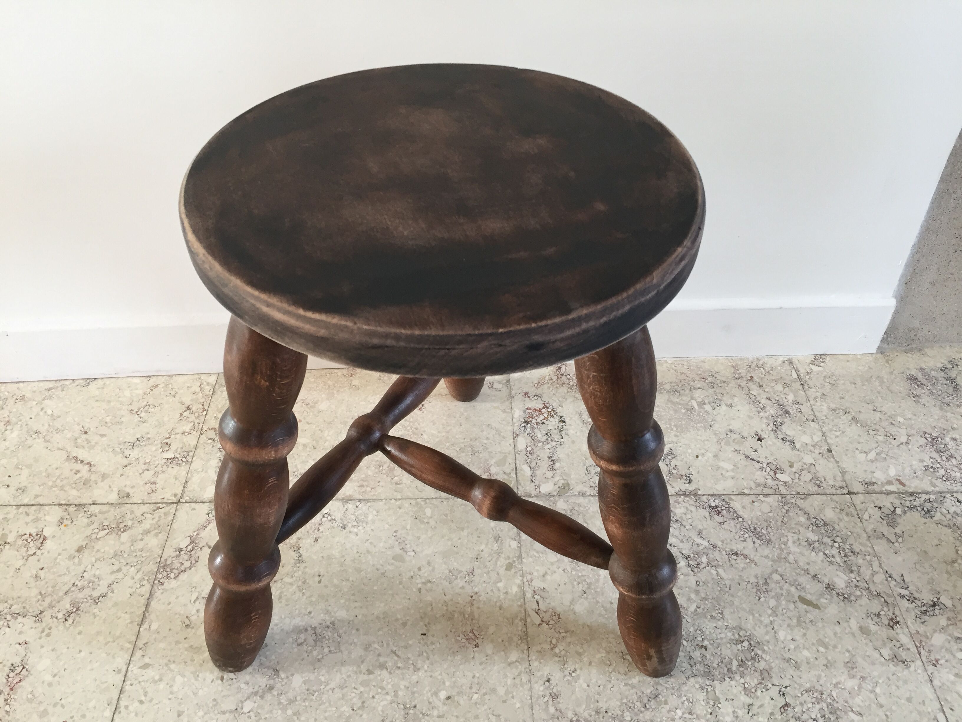 Wooden stool turned vintage tripod