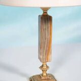 Vintage bedside lamp from the sixties, brass and natural stone Boho.