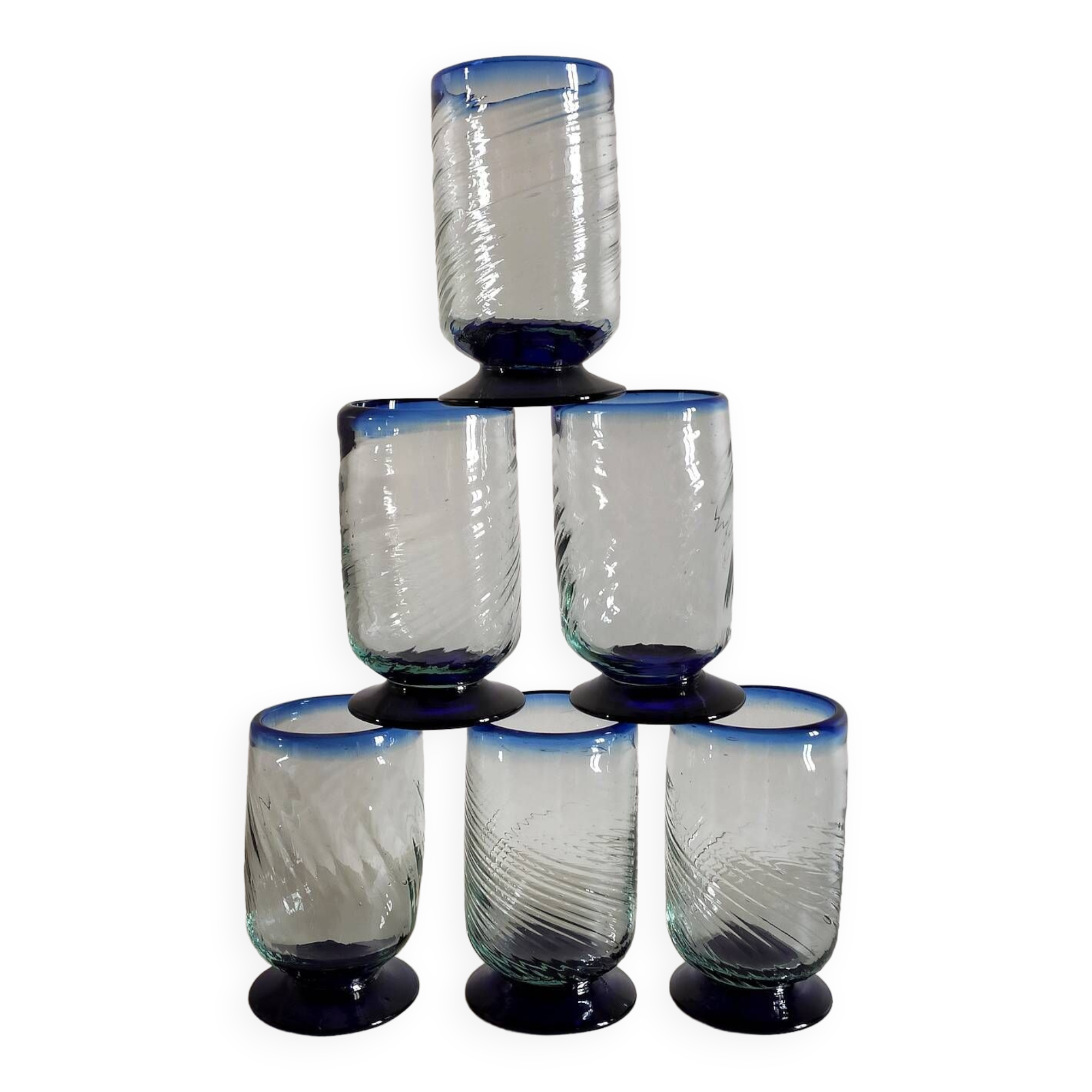 6 Mexican handicraft orangeade glasses