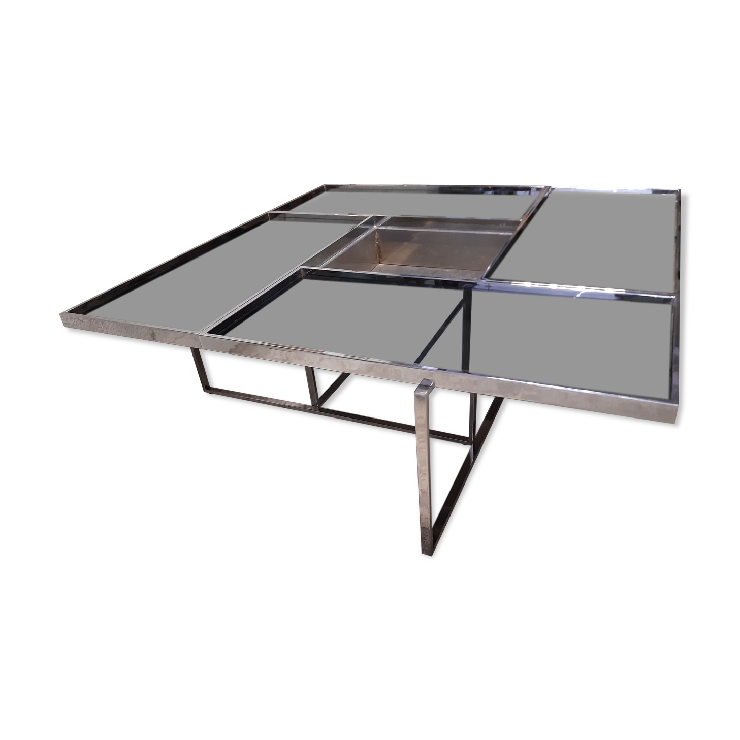 Chrome metal coffee table and mirrors