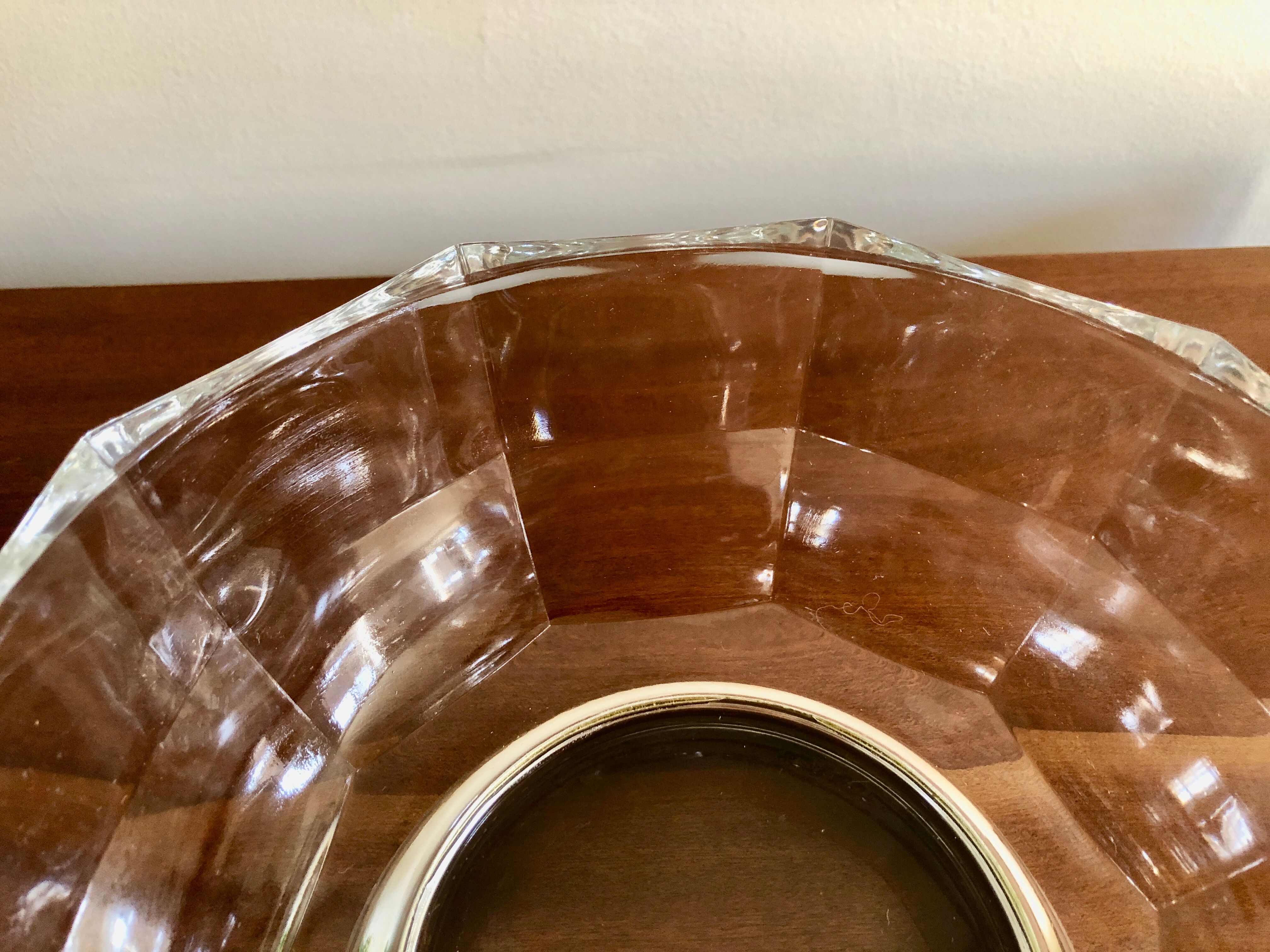 Italian salad bowl crystal silver 1970