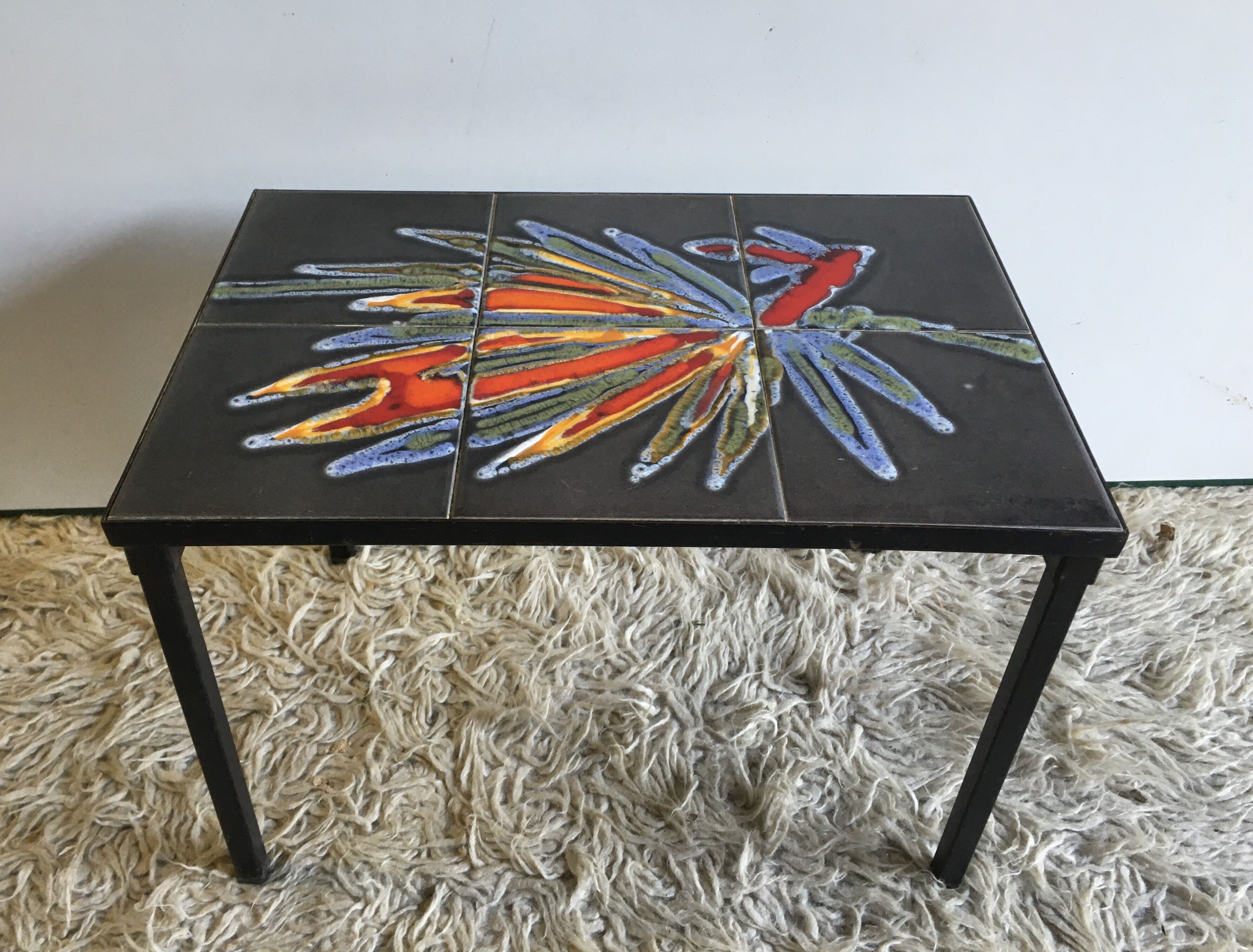 Metal and ceramic coffee table - 60s
