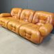 Mid century italian leather 3 seater sofa , 1970s