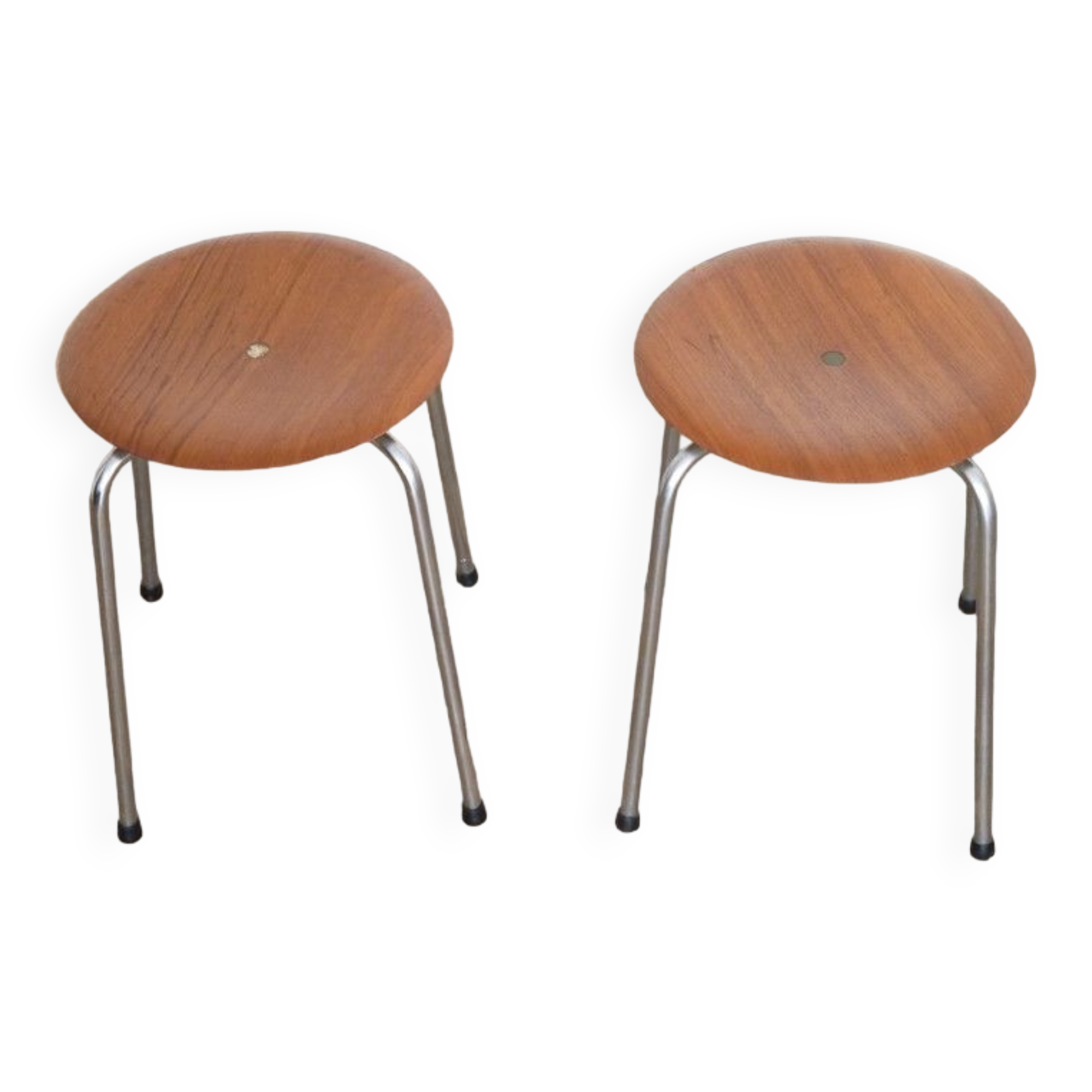 Pair of Danish teak and metal stools 1960