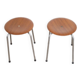 Pair of Danish teak and metal stools 1960