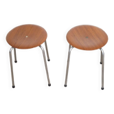 Pair of Danish teak and metal stools 1960