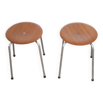 Pair of Danish teak and metal stools 1960