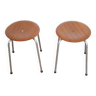 Pair of Danish teak and metal stools 1960
