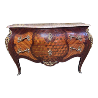 Louis XV style marquetry chest of drawers
