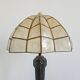 Lampe de table Art Déco tardive en bronze avec abat-jour coquille Capiz années 1950
