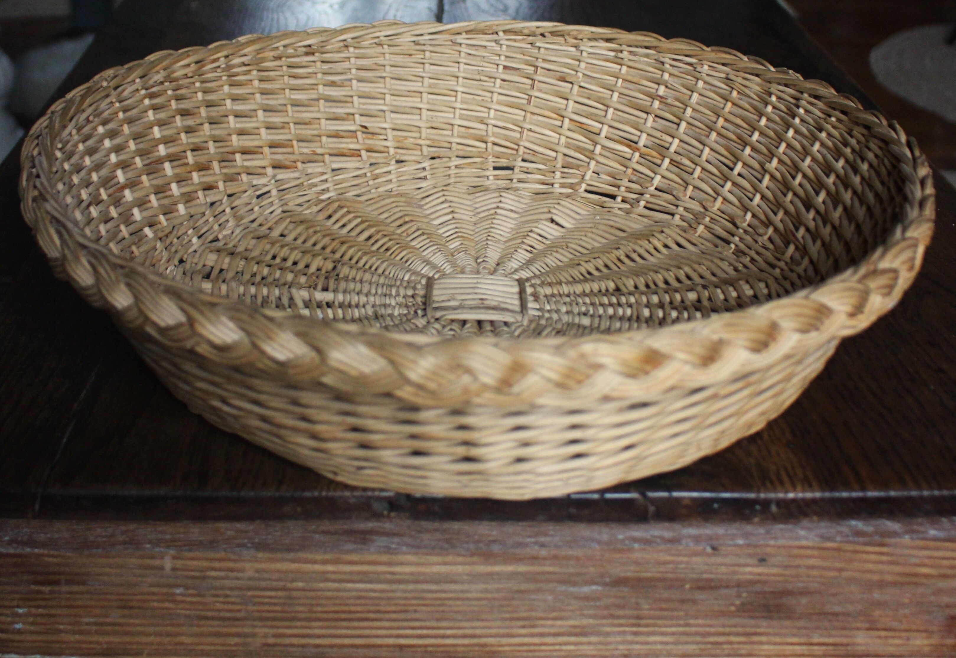 Vintage round wicker basket