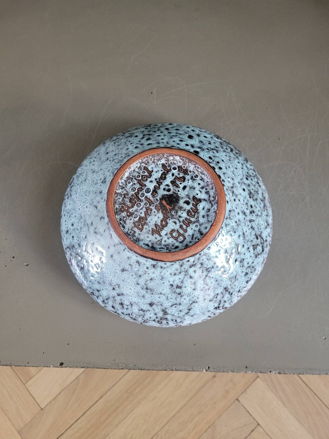 Glazed ceramic bowl signed Hôpital Cantonal Genève 1969