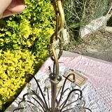 Magnificent Cascade Chandelier in Brass & Crystal Glass 1970s Vintage