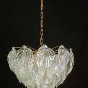Superbe grand lustre en verre de Murano avec feuilles arc-en-ciel