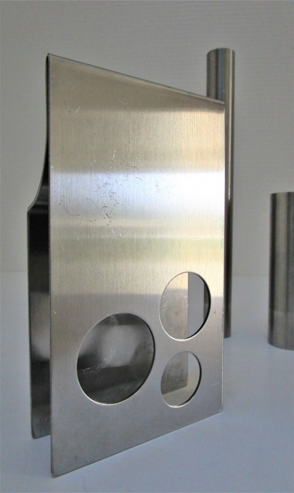 Sculptural vase stainless steel tubes design 70s space age letang remy