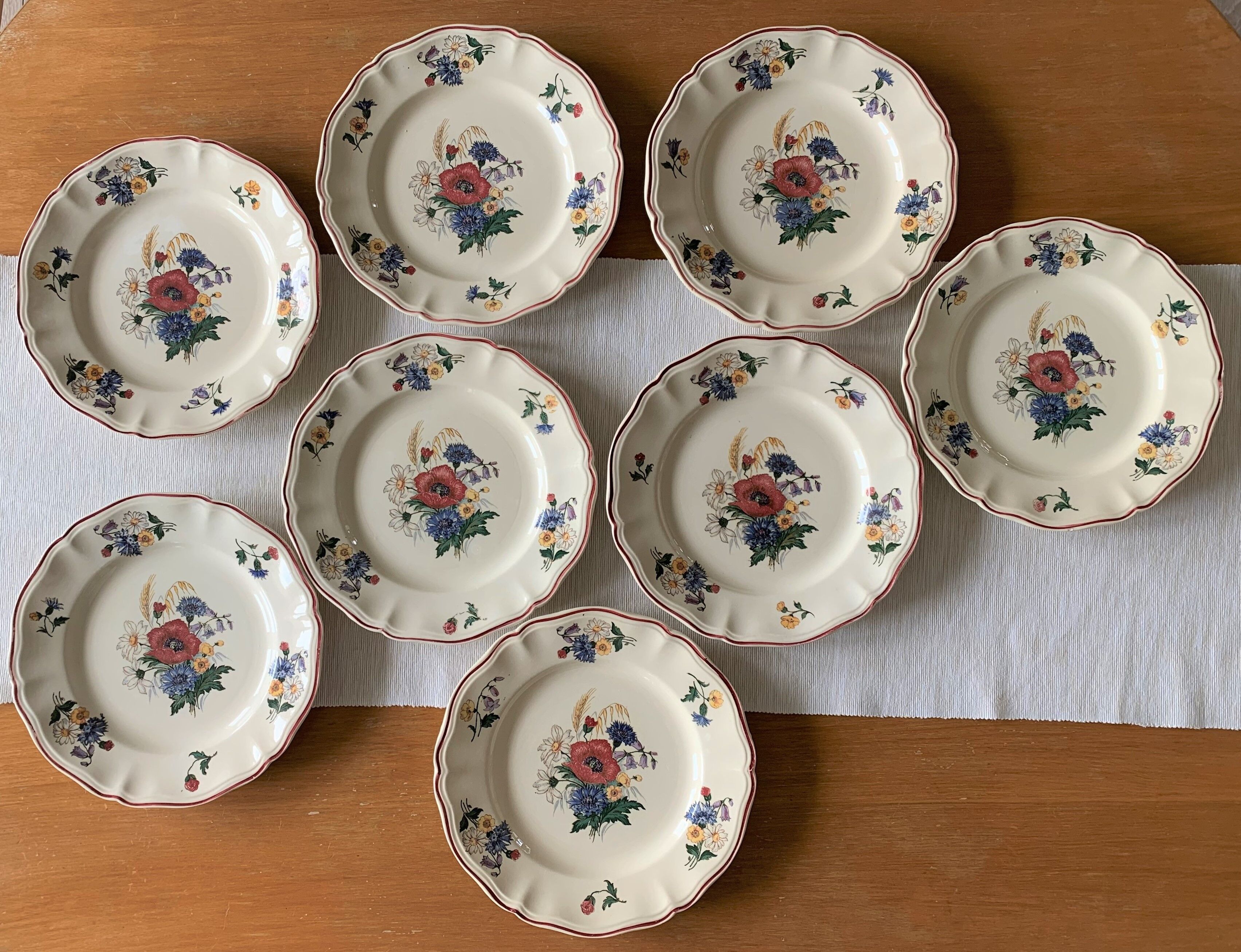 8 old plates in earthenware from Sarreguemines