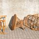 Vintage balcony garden furniture armchairs and table bamboo and rattan 1960
