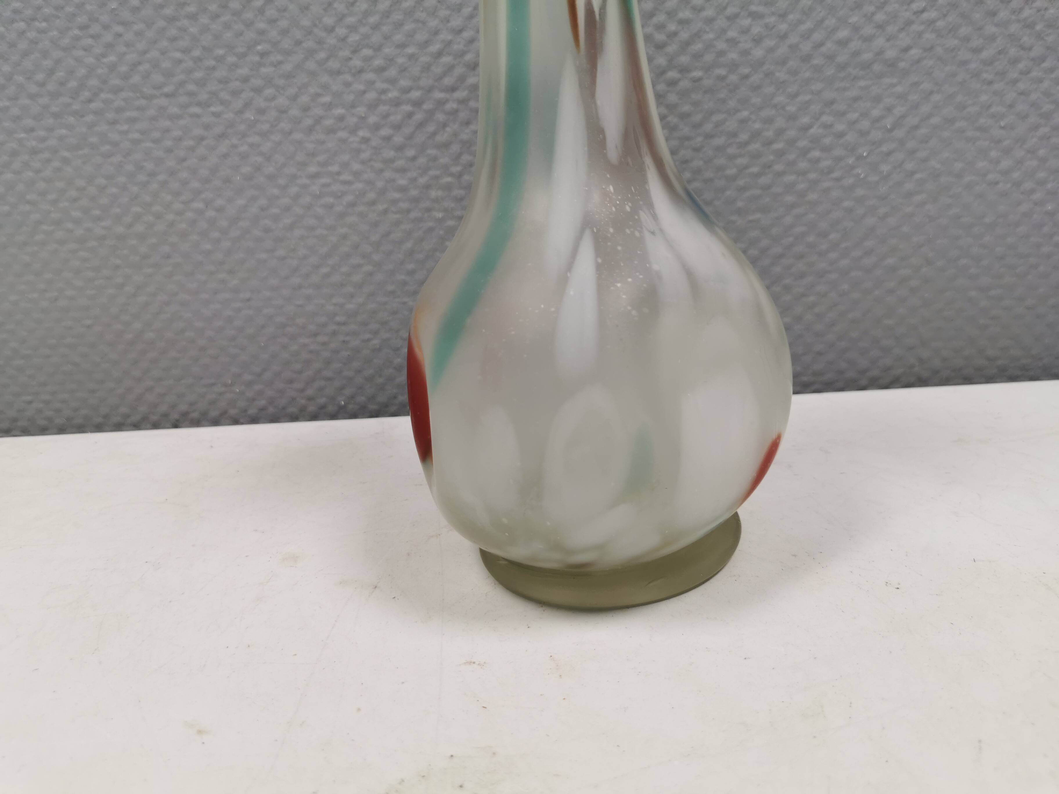 Vintage Seguso Venezia Harlequin style glass vase Italy 1970-80s.