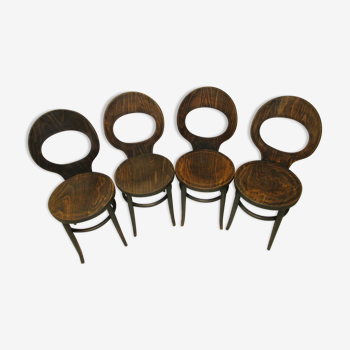 Suite de 4 chaises Baumann modele Mouette vintage des années 1960