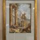 Watercolor on orchard paper, animated ruins with equestrian statue, 18th century