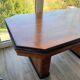 English Art Deco table in flamed walnut – London, 1960