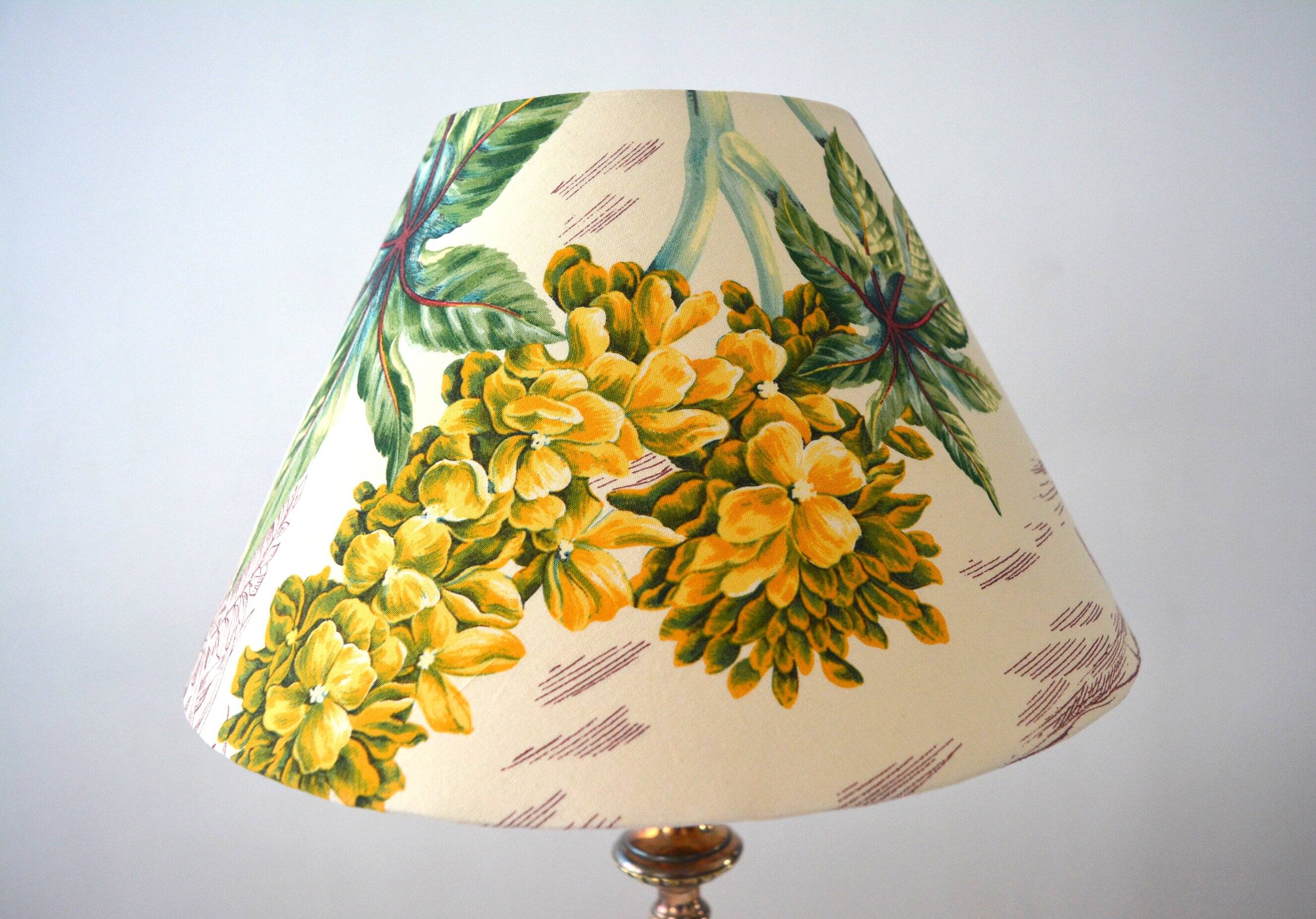 Lampshade, botanical vintage Jouy canvas, flowers