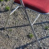 Set de 9 chaises pliantes  des années 70 tweed et métal chromé