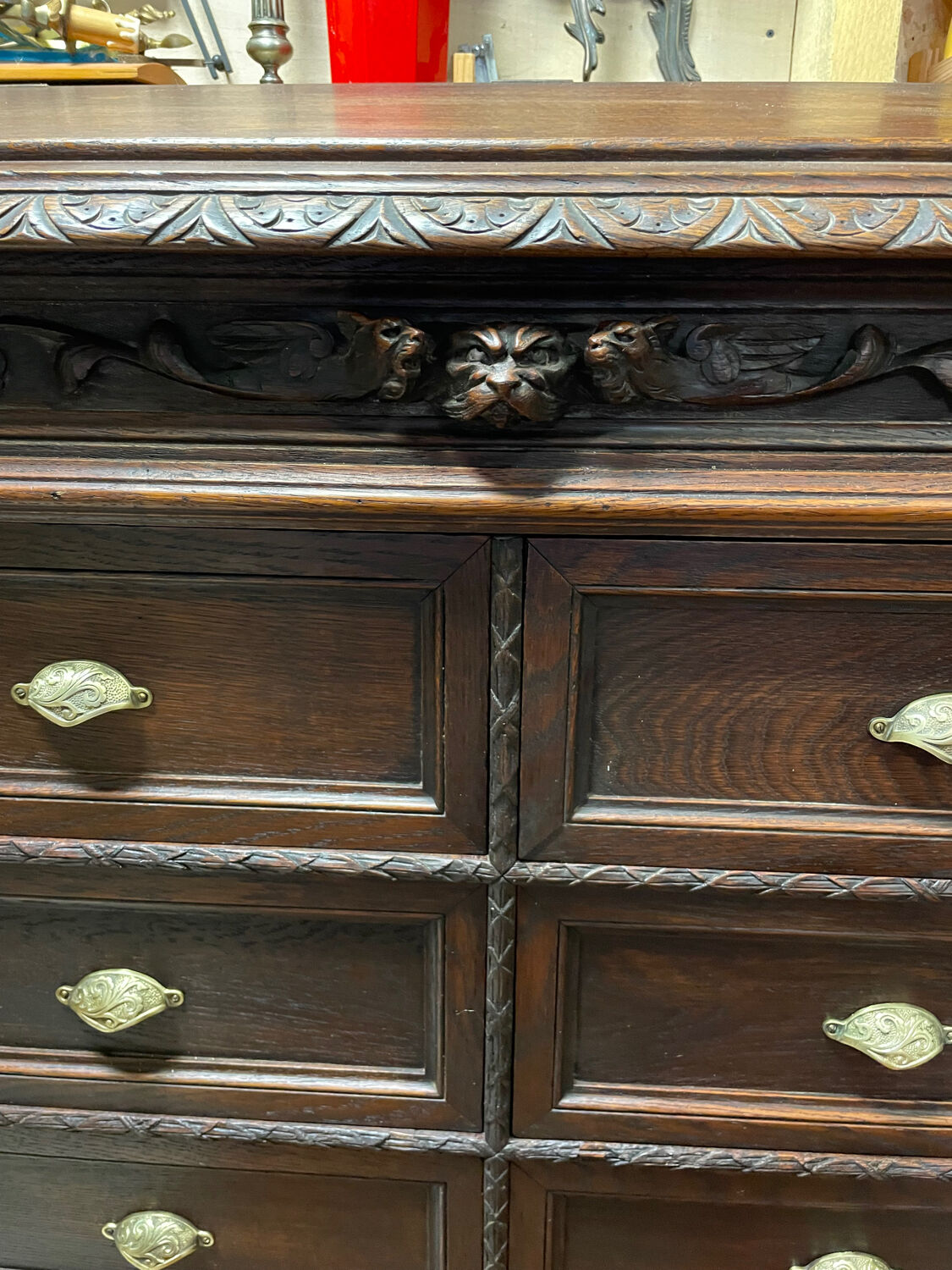 Pupitre meuble écritoire à tiroirs ancien