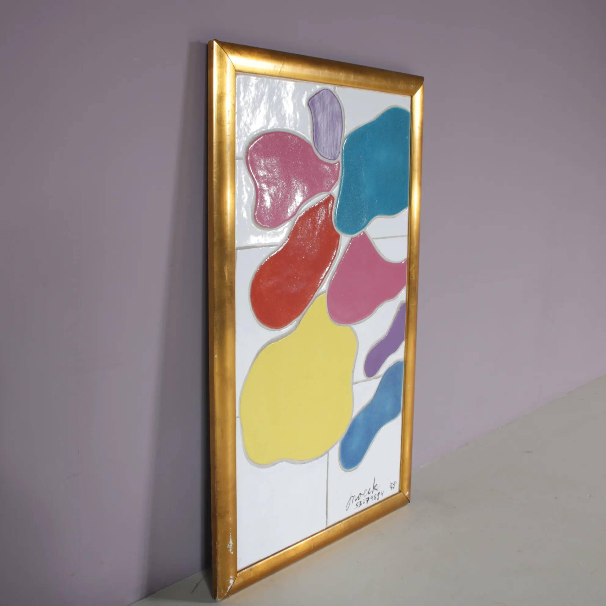 Framed ceramic artwork from the 1990s by Jan Snoeck, Netherlands.