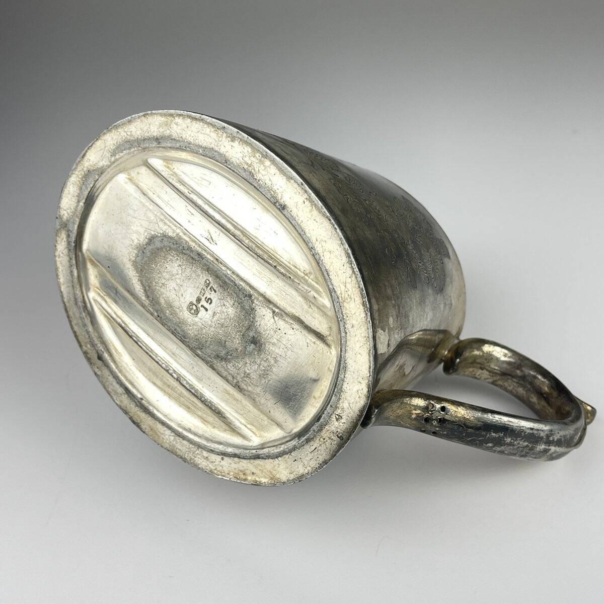 Antique silver-plated teapot from Sheffield, England, 1890-1910.