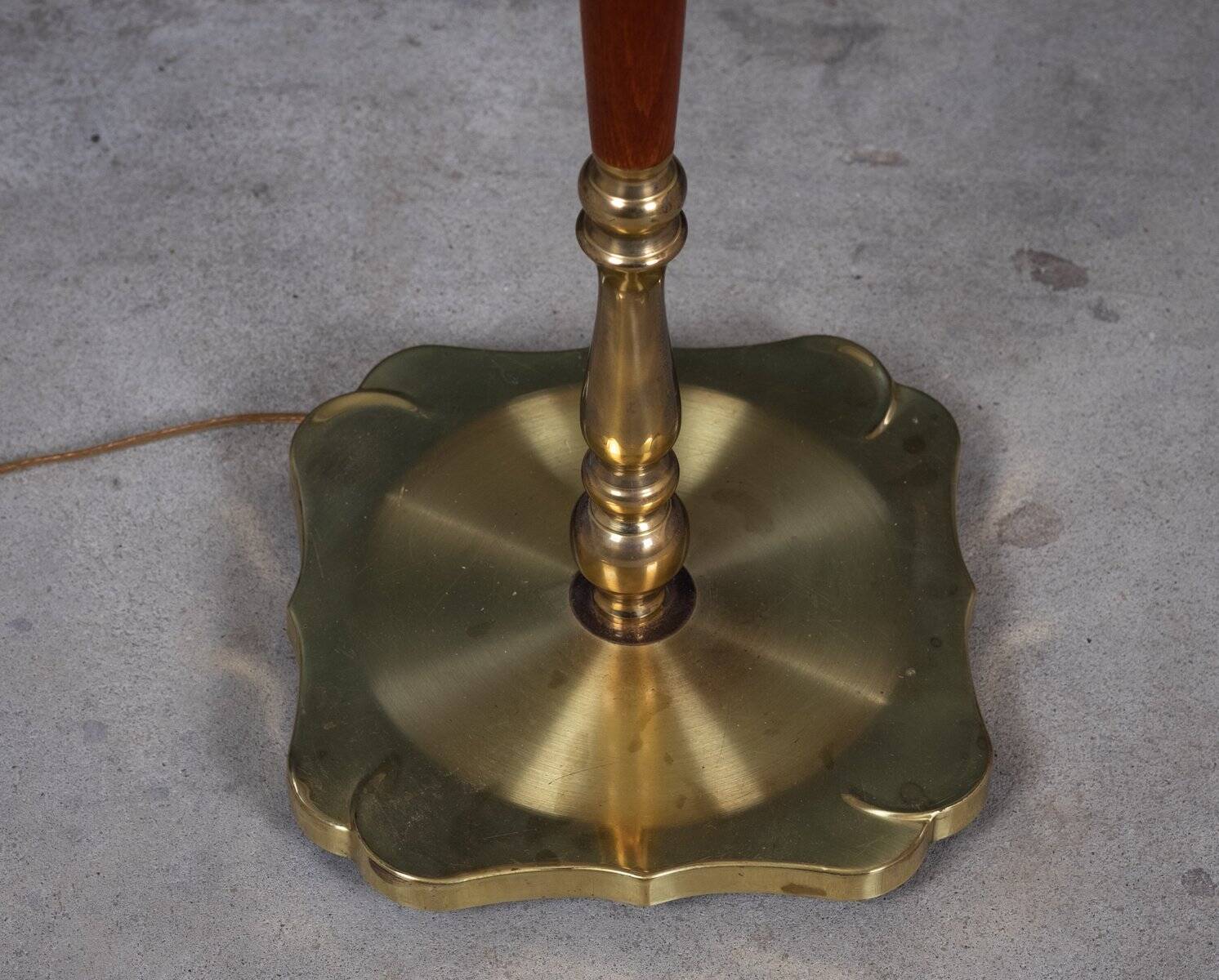 Mid-Century Floor Lamp in Teak & Brass, Denmark, 1960s